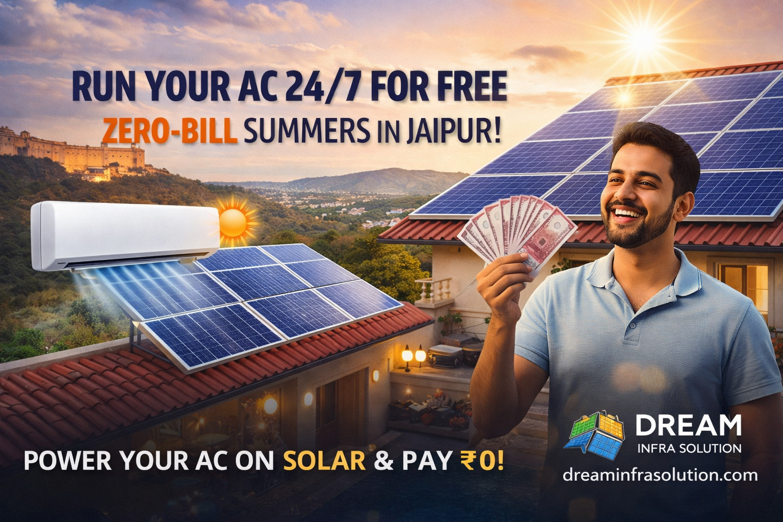 Run AC 24/7 on Solar in Jaipur | Zero Electricity Bill Guide 2026
