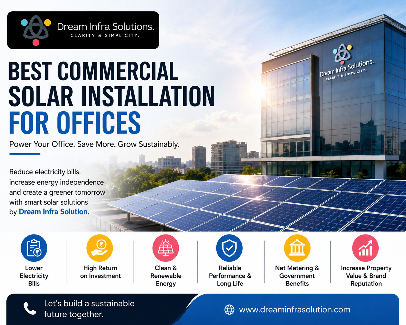 Best Commercial Solar Installation for Offices | Dream Infra Solution